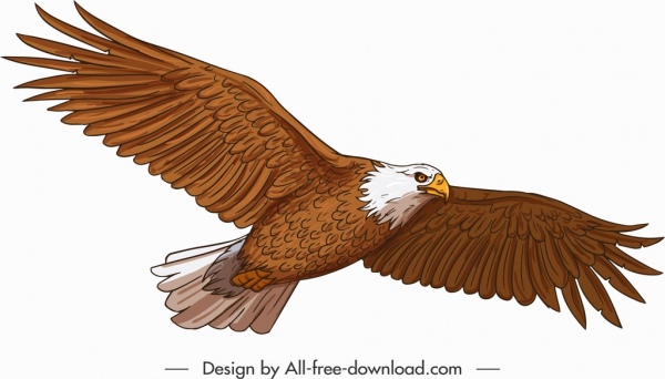 Fliegender Adler Ikone gerade Flügel Skizze