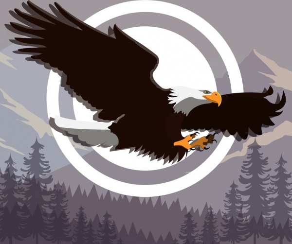 fliegenden Adler Symbol wilden Wald Gebirgshintergrund