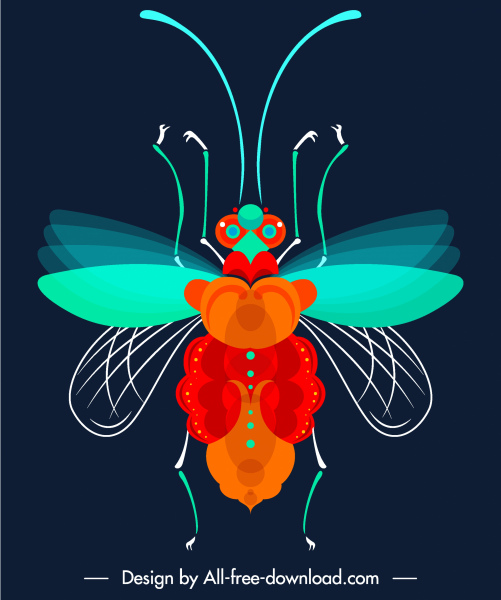 ícone de inseto voador moderno design simétrico colorido