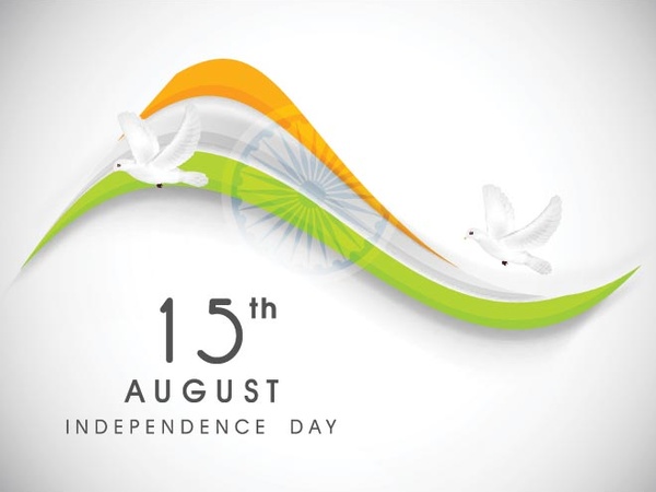 Flying Pigeons With Abstract Indian Flagth August India Independence Day Background