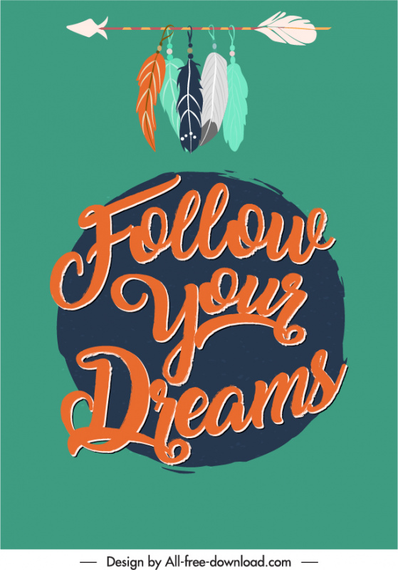 Folgen Sie Ihren Träumen Zitat Banner Ethnisch dekorierte Typografie