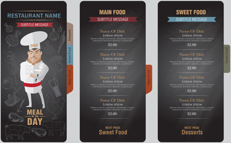 Еда и напитки меню дизайн творческий вектор