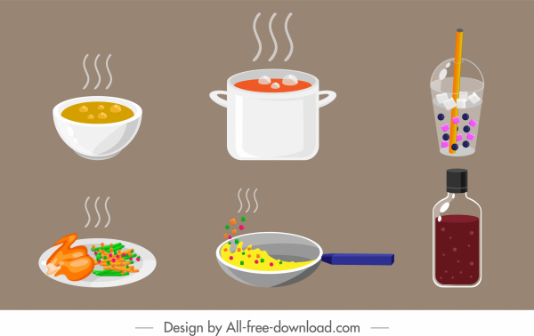 食品飲料圖示彩色的卡爾斯素描