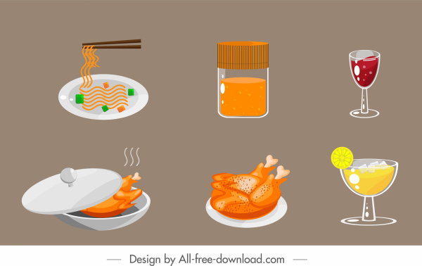 食品饮料图标彩色经典设计