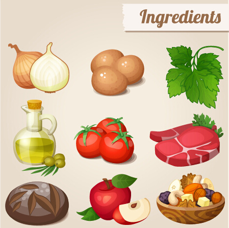 ícones de ingredientes alimentares gráficos vetoriais