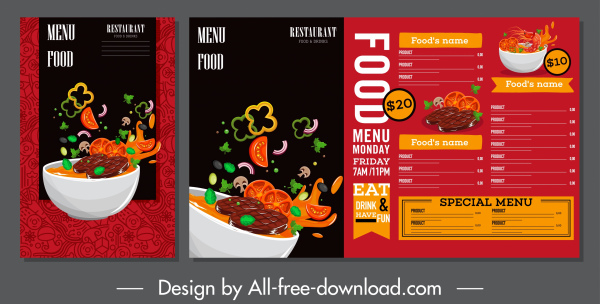 template menu makanan makanan elegan gerakan dekorasi