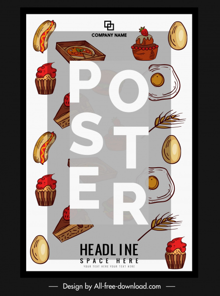 mẫu poster thực phẩm trang trí cổ điển đầy màu sắc