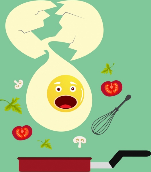Essen Vorbereitung Hintergrund stilisierte gebrochen Ei-Symbol