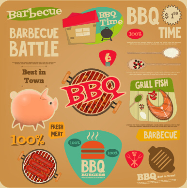 adesivo de venda de alimentos com vetores logotipos