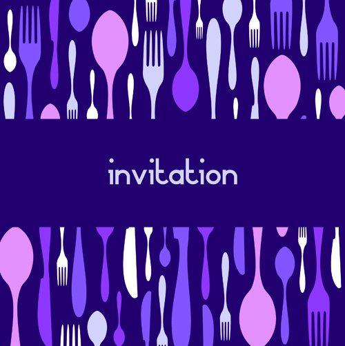 kartu undangan makanan tema mencakup desain vektor