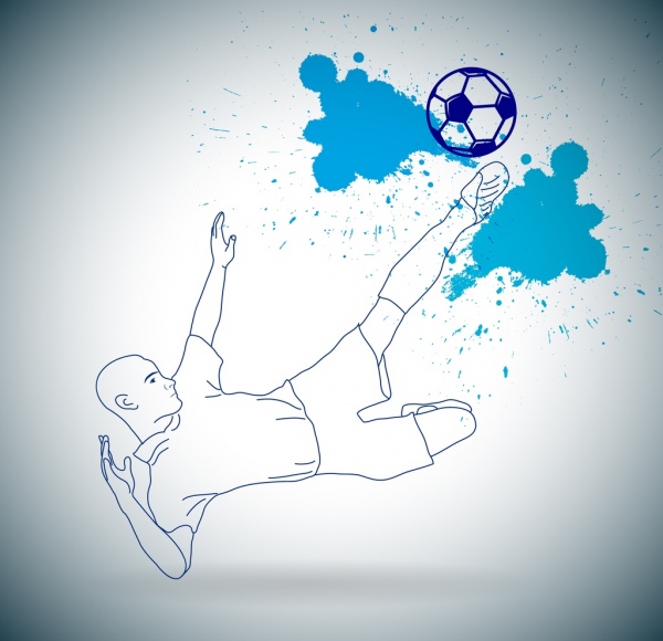 Fußball-Hintergrund-Grunge skizzieren treten Spieler Dekoration