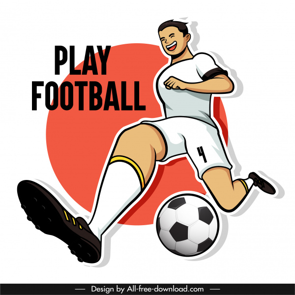 plantilla de banner de fútbol alegre jugador boceto diseño de dibujos animados