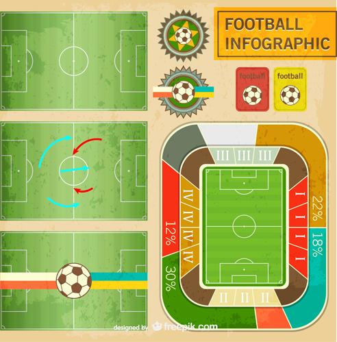 Futbol alanı infographics vektör grafikleri