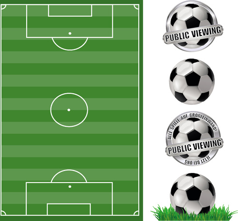 futbol sahası ile futbol etiketler vektör