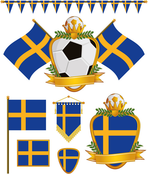 Bandera de fútbol elementos Vector Set