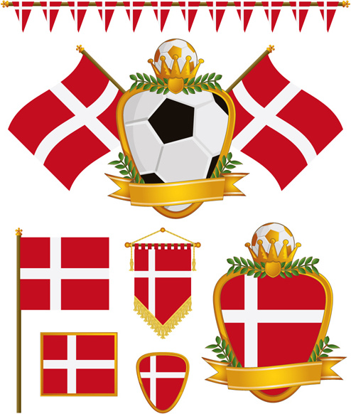 足球國旗元素向量集