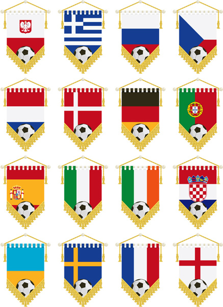 conjunto de vetores de elementos de bandeira de futebol