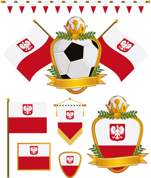 Bandera de fútbol elementos Vector Set