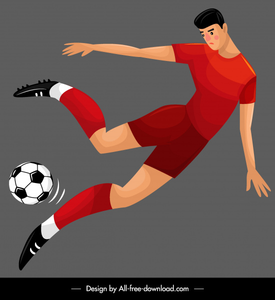 cầu thủ bóng đá biểu tượng màu Cartoon Sketch
