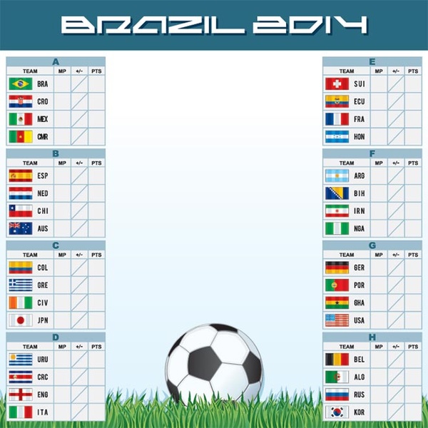 Fußball World Cup Brasilien Scorekarte Vektor