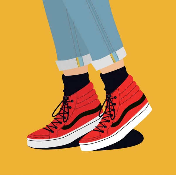 обувь реклама красный обуви значок цветной мультфильм