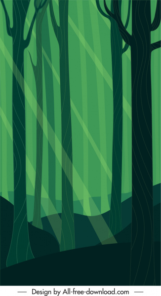 숲 배경 어두운 녹색 클래식 평면 디자인