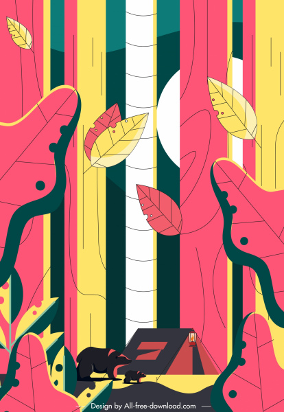 الحياة الغابات اللوحة الملونة شقة التصميم الكلاسيكي
