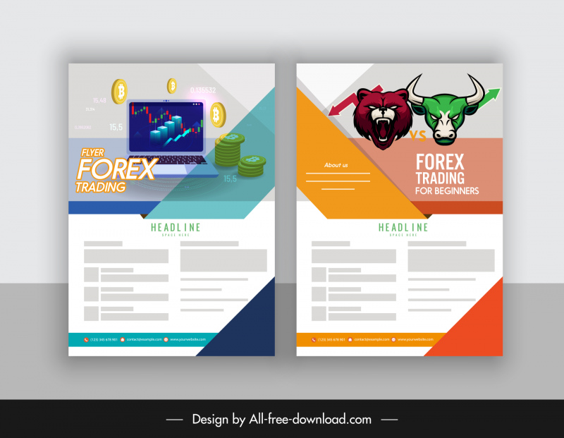 Forex Flyer Vorlagen Business Elemente Tiere Skizze