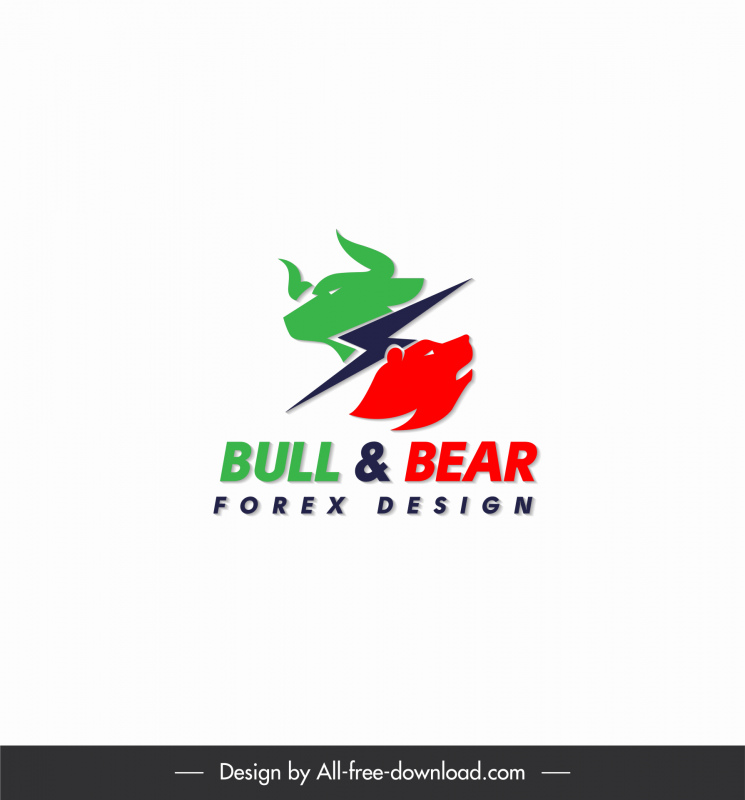 forex logotipo modelo bull bear cabeça flat capital letras decoração