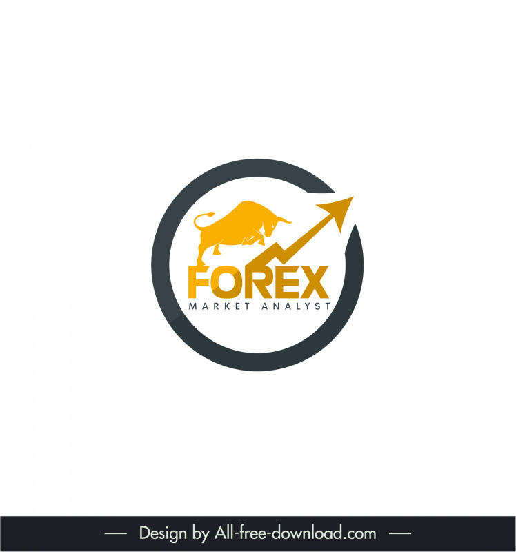 Plantilla de logotipo de Forex Silueta dinámica Bull Arrow Decoración del círculo