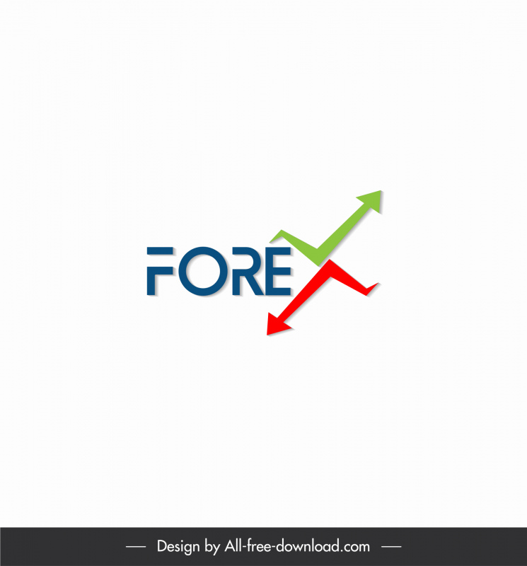Forex Logo Moderne flache Texte nach unten Pfeile Skizze