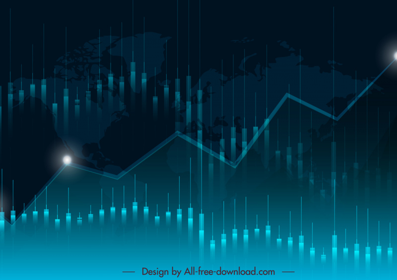 Forex-Trading-Hintergrundvorlage Schwankende Candlestick-Line-Chart-Design