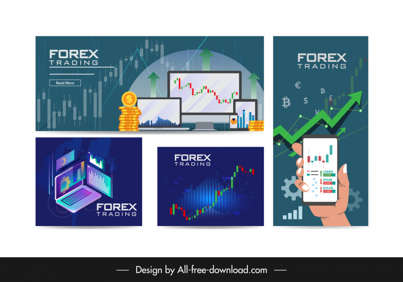  Forex Trading Banner Collection Digitale Geschäftselemente Dekor
