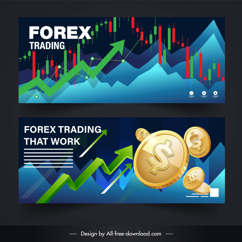 Forex Trading Bannière Graphiques Dynamiques Pièces De Monnaie Décor