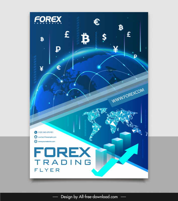 forex ticaret afiş küre para birimi sembolleri grafik 3d eskiz
