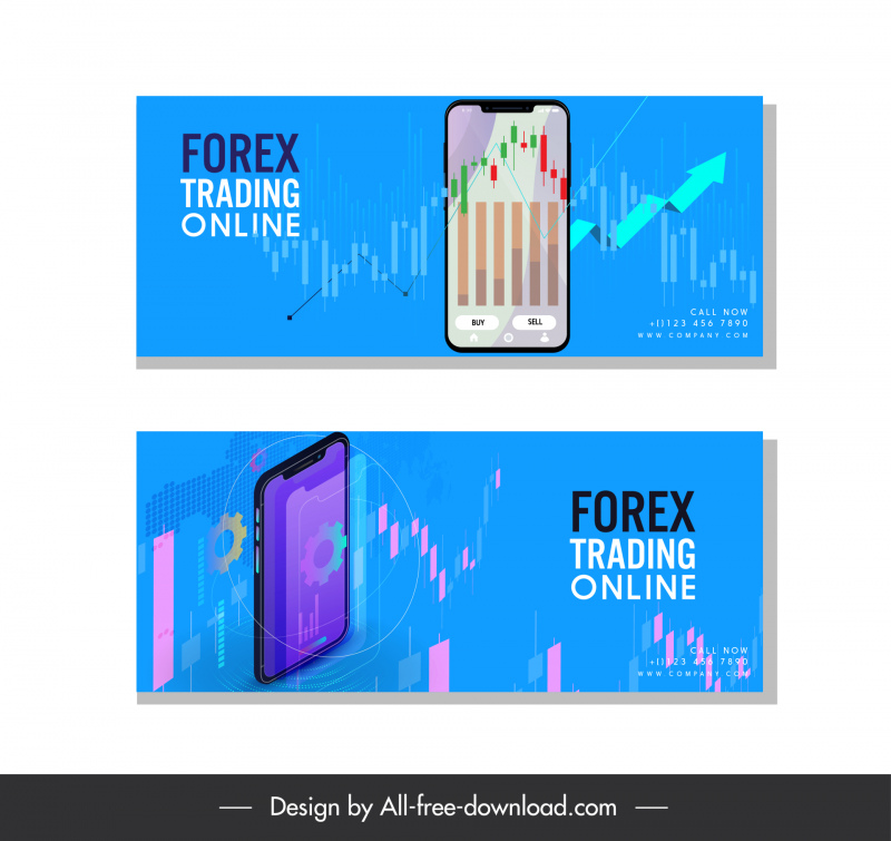  banner de comercio de divisas smartphone elementos de negocio decoración