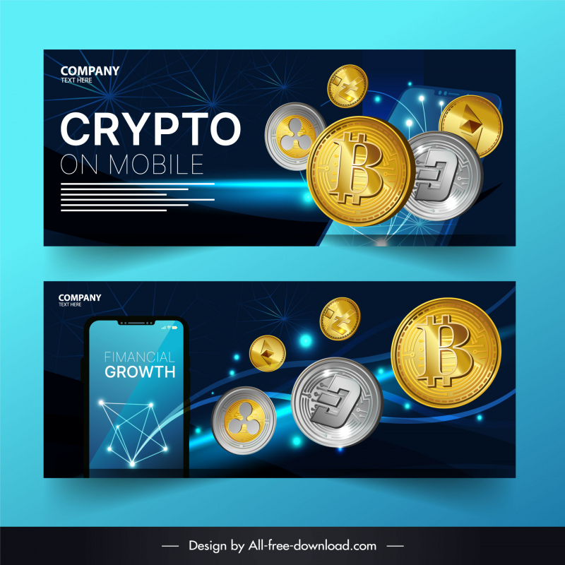 Forex Trading Banner Smartphone Monedas Digitales Boceto Diseño Dinámico