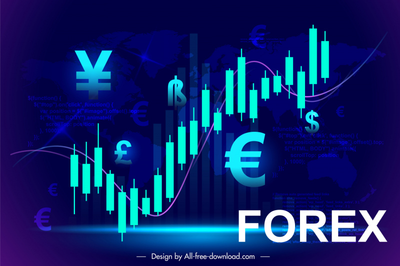 forex ticaret afiş şablonu dinamik para birimi öğeleri çubuk grafik çizimi