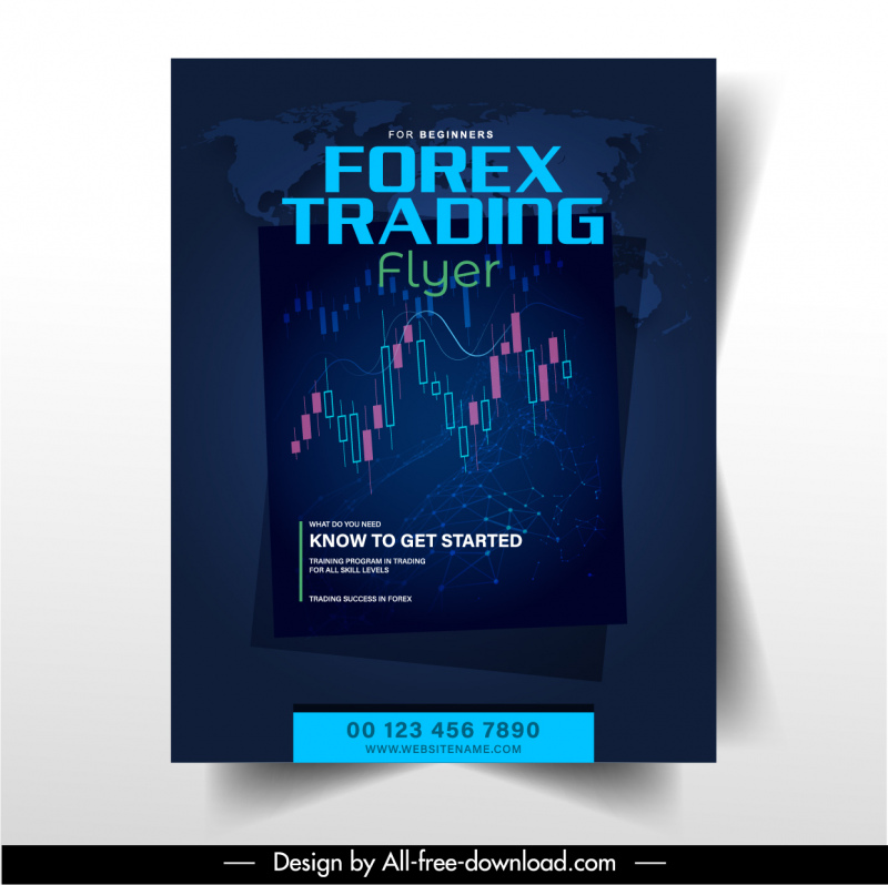 Template Flyer Trading Forex Sketsa Grafik Gelap