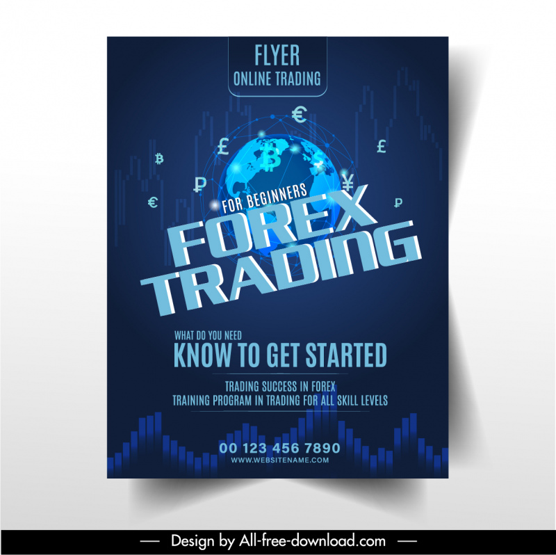  forex trading flyer template elemen mata uang bumi desain gelap