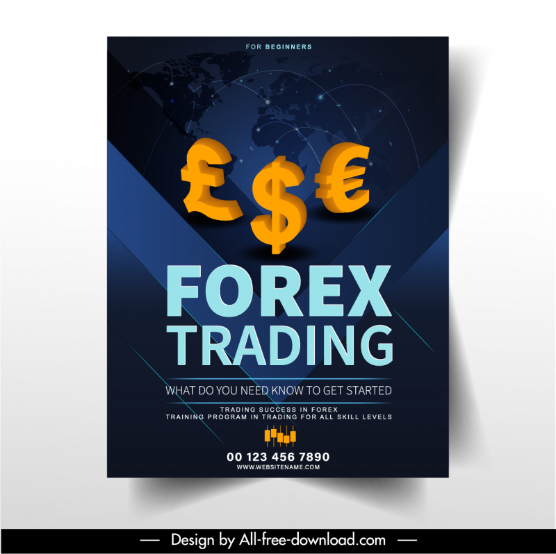 Modèle de prospectus de trading forex 3D symboles monétaires éléments décor