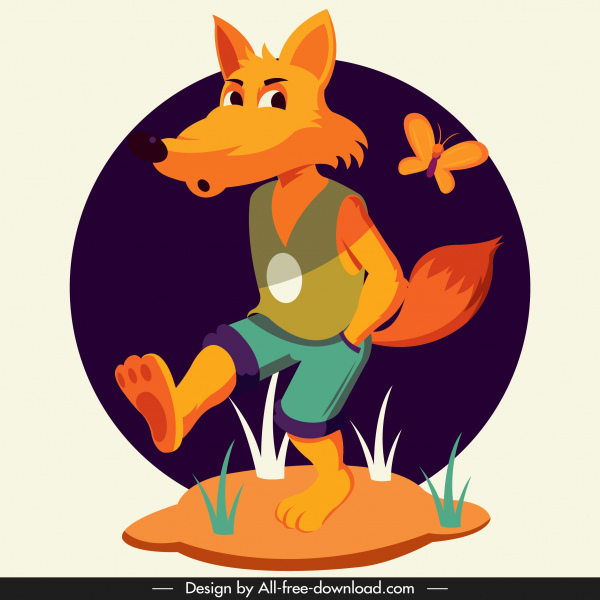 caractère stylisé stylisé drôle d'icône d'animal de renard