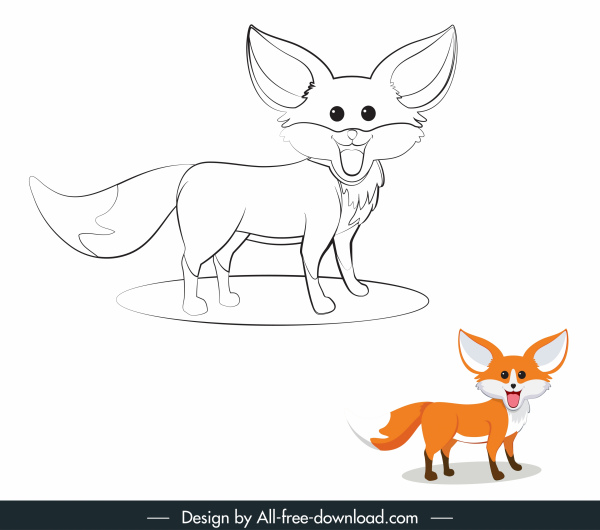 Fuchs-Symbol niedliche Cartoon-Design handgezeichnete Skizze