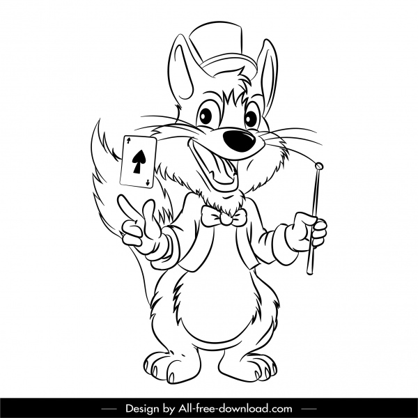 狐狸圖示搞笑風格化卡通人物手繪素描