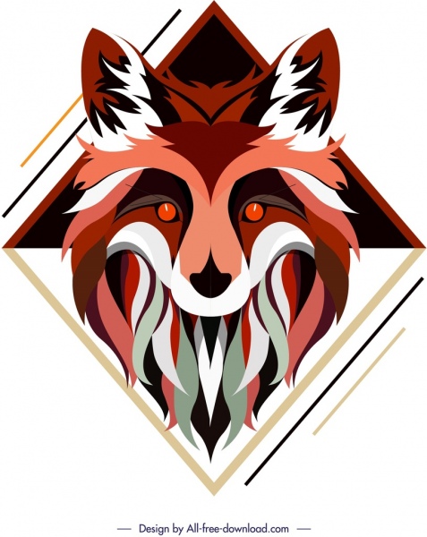 icône de renard peignant le décor classique de visage