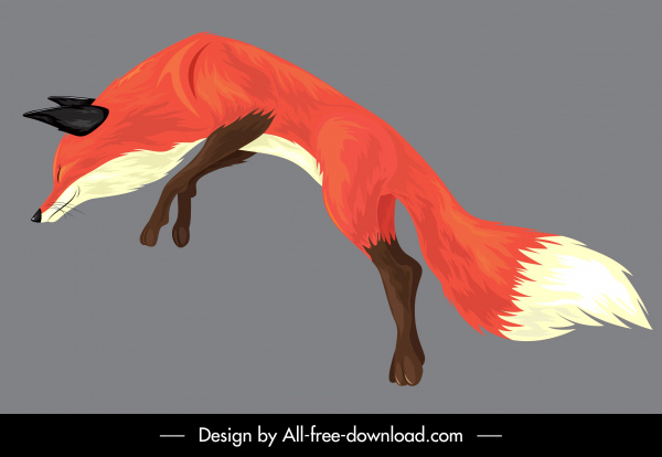 狐狸绘画跳跃姿态着色古典剪影