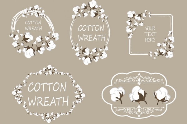 Elementos de diseño de marco de decoracion de flores de algodon