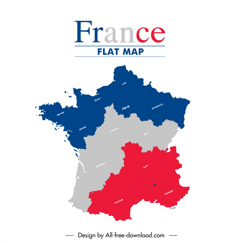フランスの広告バナーフラットマップスケッチ
