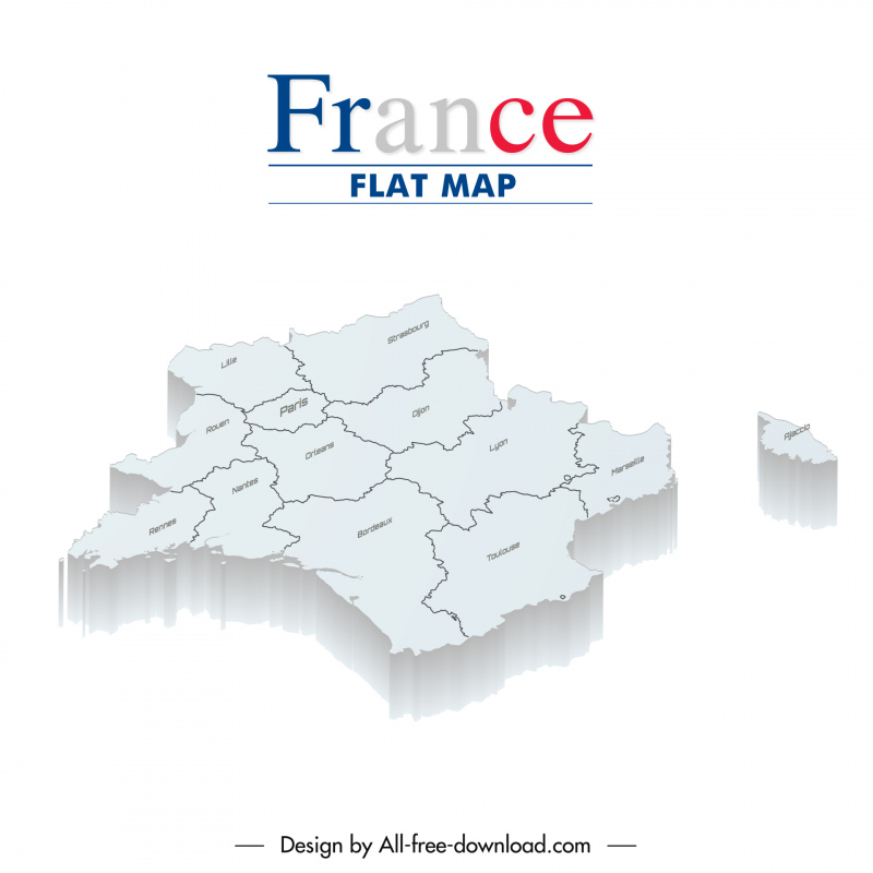 Francia banner publicitario boceto de mapa 3D