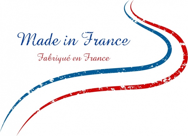 bannière bleue de France rouge lignes courbes rétro décor